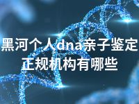 黑河个人dna亲子鉴定正规机构有哪些