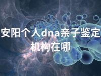 安阳个人dna亲子鉴定机构在哪