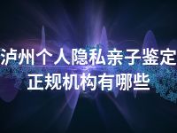 泸州个人隐私亲子鉴定正规机构有哪些