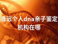 清远个人dna亲子鉴定机构在哪