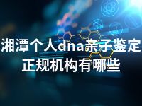 湘潭个人dna亲子鉴定正规机构有哪些