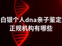 白银个人dna亲子鉴定正规机构有哪些