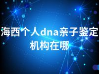 海西个人dna亲子鉴定机构在哪