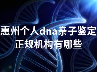 惠州个人dna亲子鉴定正规机构有哪些