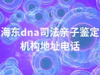 海东dna司法亲子鉴定机构地址电话