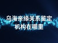 乌海亲缘关系鉴定机构在哪里