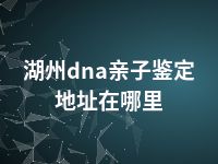 湖州dna亲子鉴定地址在哪里