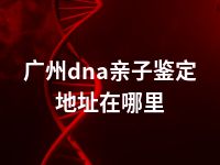 广州dna亲子鉴定地址在哪里