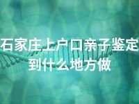 石家庄上户口亲子鉴定到什么地方做