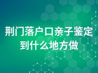 荆门落户口亲子鉴定到什么地方做