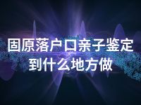 固原落户口亲子鉴定到什么地方做