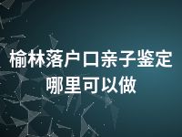 榆林落户口亲子鉴定哪里可以做