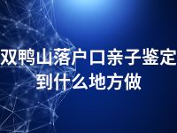 双鸭山落户口亲子鉴定到什么地方做