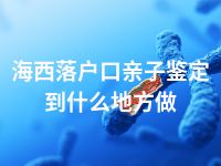 海西落户口亲子鉴定到什么地方做