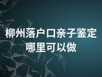 柳州落户口亲子鉴定哪里可以做