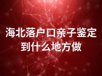 海北落户口亲子鉴定到什么地方做