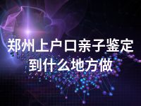 郑州上户口亲子鉴定到什么地方做