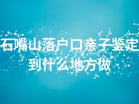 石嘴山落户口亲子鉴定到什么地方做