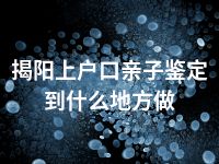 揭阳上户口亲子鉴定到什么地方做