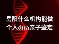 岳阳什么机构能做个人dna亲子鉴定