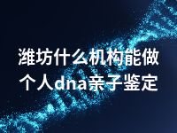 潍坊什么机构能做个人dna亲子鉴定