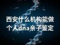 西安什么机构能做个人dna亲子鉴定