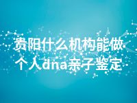 贵阳什么机构能做个人dna亲子鉴定