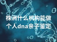 株洲什么机构能做个人dna亲子鉴定