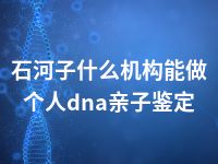 石河子什么机构能做个人dna亲子鉴定