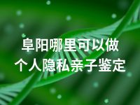 阜阳哪里可以做个人隐私亲子鉴定