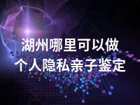 湖州哪里可以做个人隐私亲子鉴定