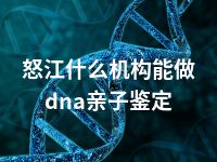 怒江什么机构能做dna亲子鉴定