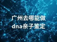 广州去哪能做dna亲子鉴定