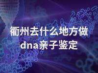 衢州去什么地方做dna亲子鉴定