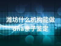 潍坊什么机构能做dna亲子鉴定