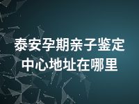 泰安孕期亲子鉴定中心地址在哪里