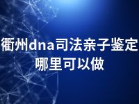 衢州dna司法亲子鉴定哪里可以做