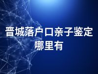 晋城落户口亲子鉴定哪里有