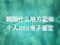 朝阳什么地方能做个人dna亲子鉴定