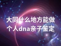 大同什么地方能做个人dna亲子鉴定