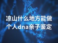 凉山什么地方能做个人dna亲子鉴定