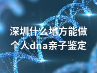 深圳什么地方能做个人dna亲子鉴定