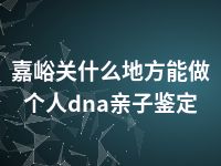 嘉峪关什么地方能做个人dna亲子鉴定