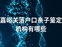 嘉峪关落户口亲子鉴定机构有哪些