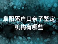 阜阳落户口亲子鉴定机构有哪些