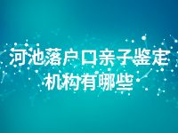 河池落户口亲子鉴定机构有哪些