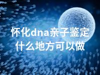 怀化dna亲子鉴定什么地方可以做