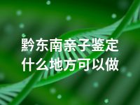 黔东南亲子鉴定什么地方可以做