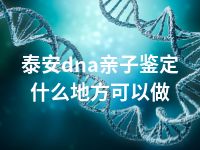 泰安dna亲子鉴定什么地方可以做