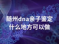 随州dna亲子鉴定什么地方可以做